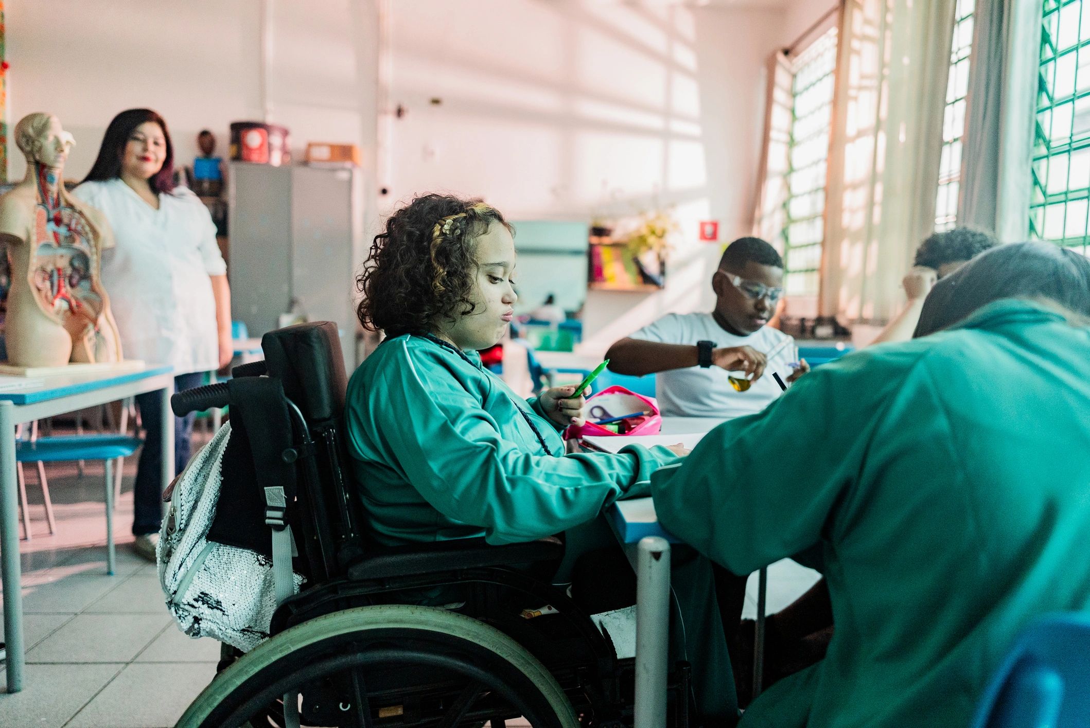 Wheelchair user in a clinical setting