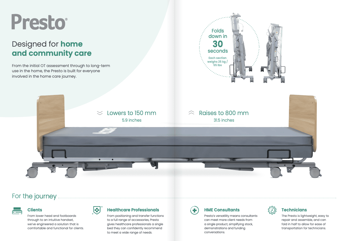 Presto Homecare Bed – Hi-Low Adjustable | Accora - Image 2