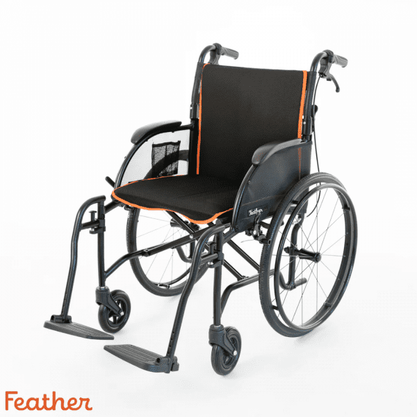 HumanCare, Feather Manual Wheelchair (Matte Black), 3002