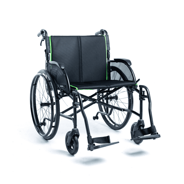 HumanCare, Feather Heavy Duty 22" Manual Wheelchair (Matte Black), 3003