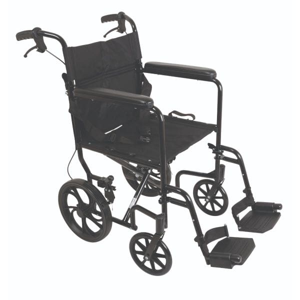 ProBasics, Aluminum Transport Chair with 12-Inch Rear Wheels, TCA191612BK